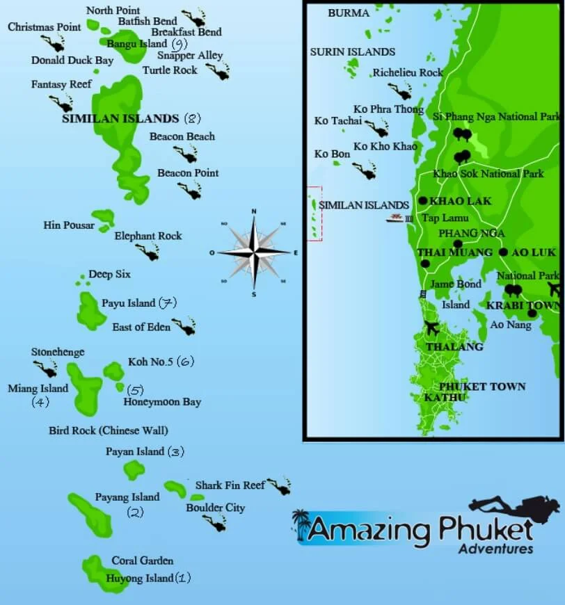 Amazing Phuket Adventures - Liveaboards Similan Islands Maps